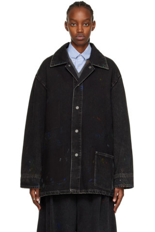 Black Paint Splatter Denim Jacket | SSENSE