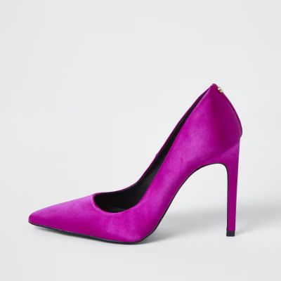 Pink wide fit high heeled court shoes | River Island (UK & IE)