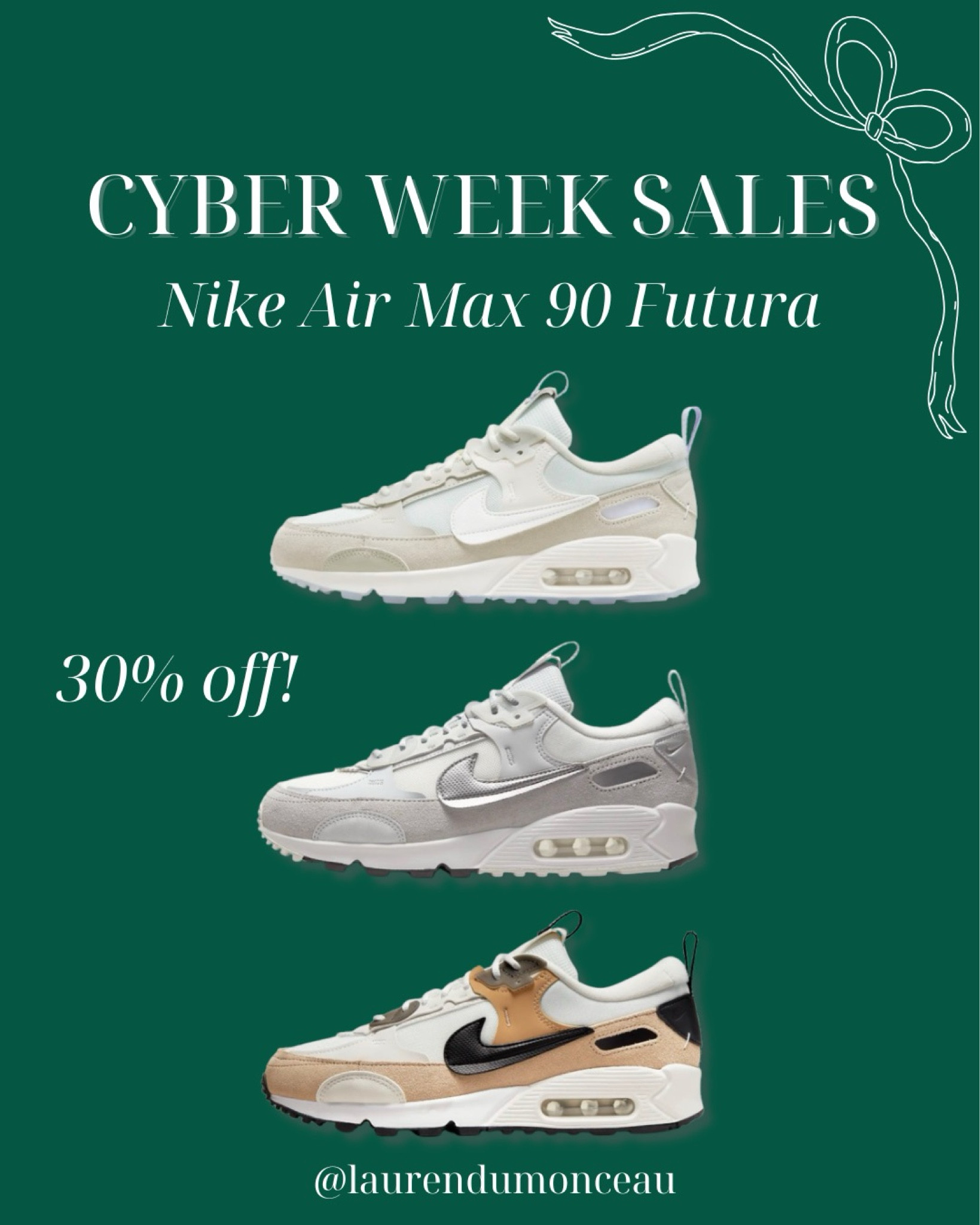 Nike Air Max 90 Futura Sneakers 30% Off! 

Nike, Nike Air Max, Nike Futura, women’s sneakers, women’s shoes, gifts for her, athleisure, Black Friday, cyber week sales, Nike women, casual outfit, travel outfit 



#LTKFindsUnder100 #LTKCyberWeek #LTKSaleAlert