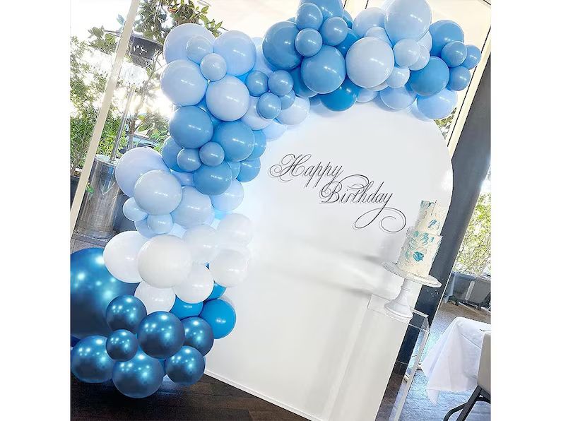 130Pcs Boy's Birthday Different Blue Macaron Size Balloons Garland Kit Dark and Baby Blue Chrome ... | Etsy (US)