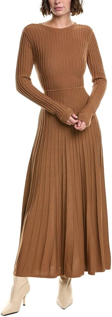 ba&sh Womens Jazia Wool-Blend Maxi Dress, 2/M, Brown | Amazon (US)