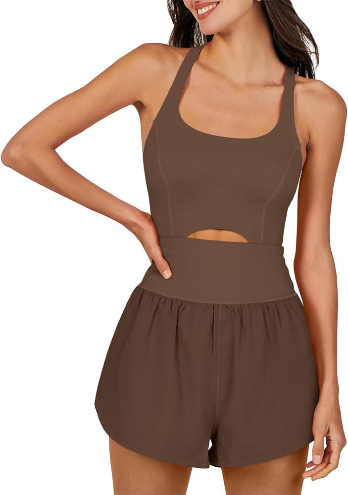 ANRABESS Womens Athletic Workout Romper Summer Running Onesie Exercise Jumpsuits One Piece Outfit... | Amazon (US)