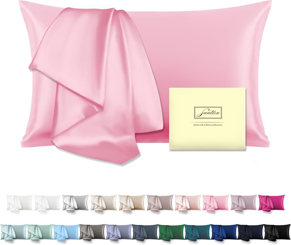 Natural Mulberry Silk Pillowcase for Hair and Skin Standard Size 20"X 26" Case with Hidden Zipper... | Amazon (US)