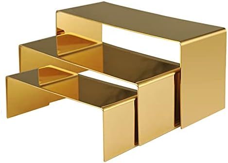 KAIDIYIN Shoe Display Shelf, Jewelry Display Stand Stainless Steel, 3 Gold Stackable Rack Display... | Amazon (US)