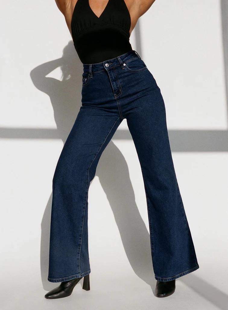 Thearlie High Rise Flared Jeans Dark Wash | Princess Polly AU