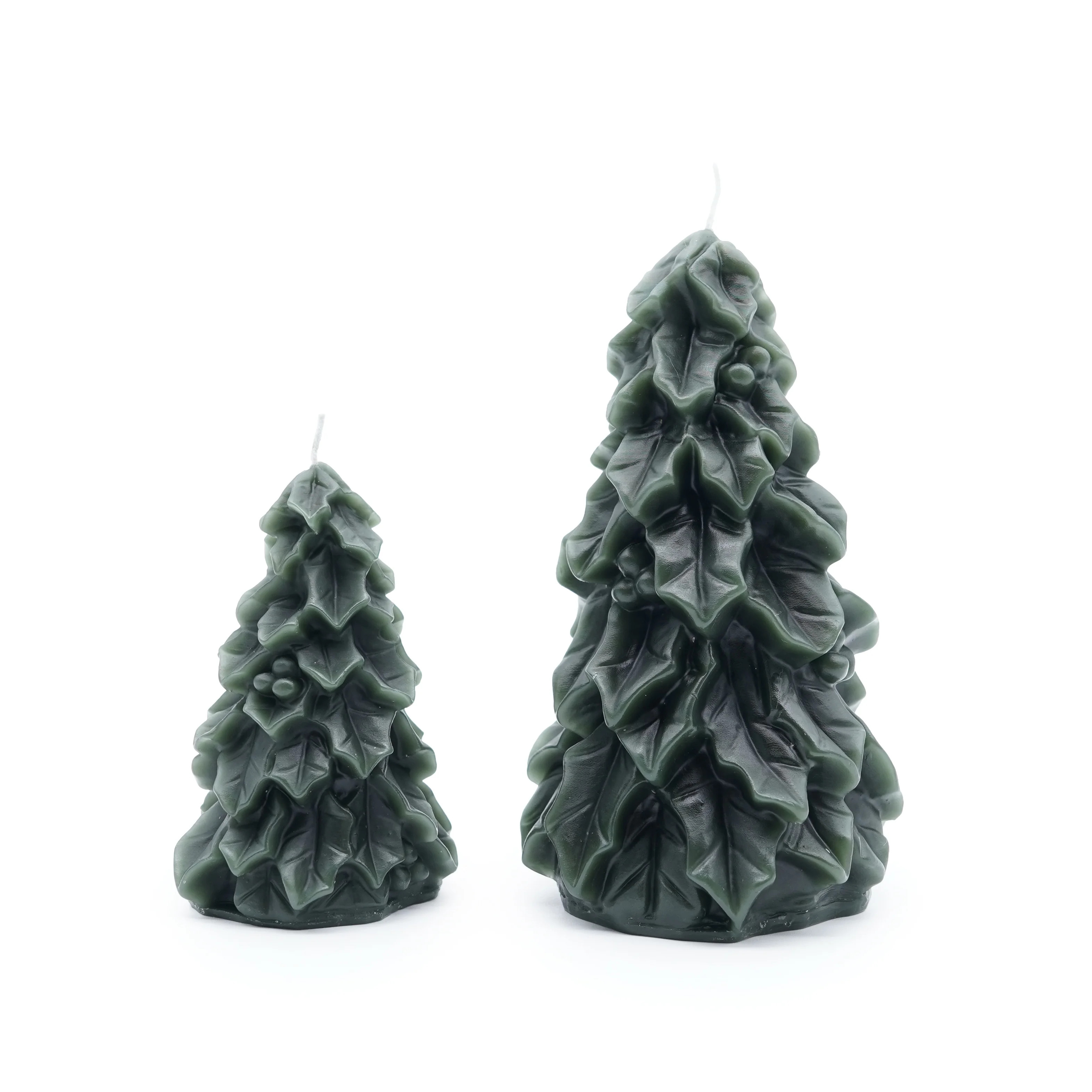 My Texas House Holly Christmas Tree Candles, 4.5" & 7", Unscented, Green, 2 Count | Walmart (US)