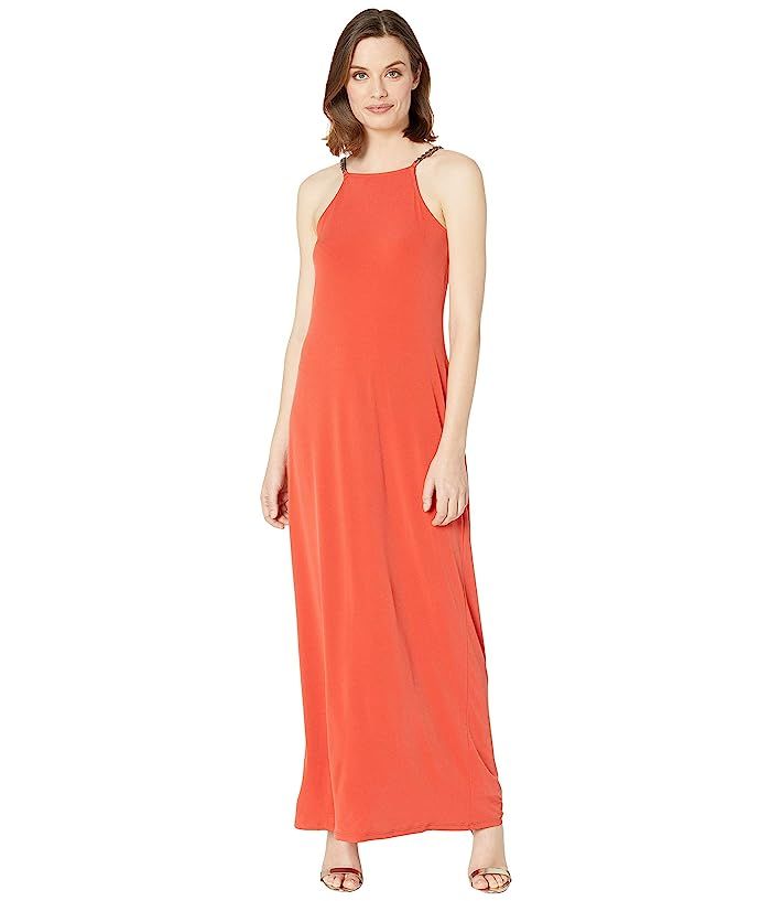 MICHAEL Michael Kors Chain Maxi Dress (Dark Persimmon) Women's Dress | Zappos