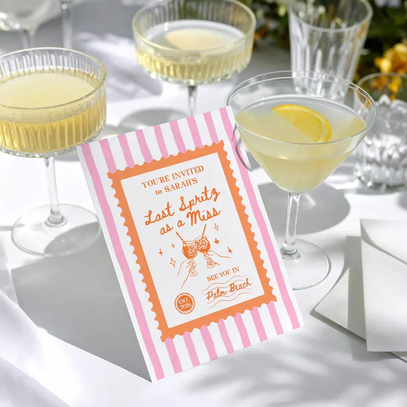 Last Spritz Bachelorette Invitation, Aperol Spritz Theme, Editable Canva Template (digital Downlo... | Etsy (US)