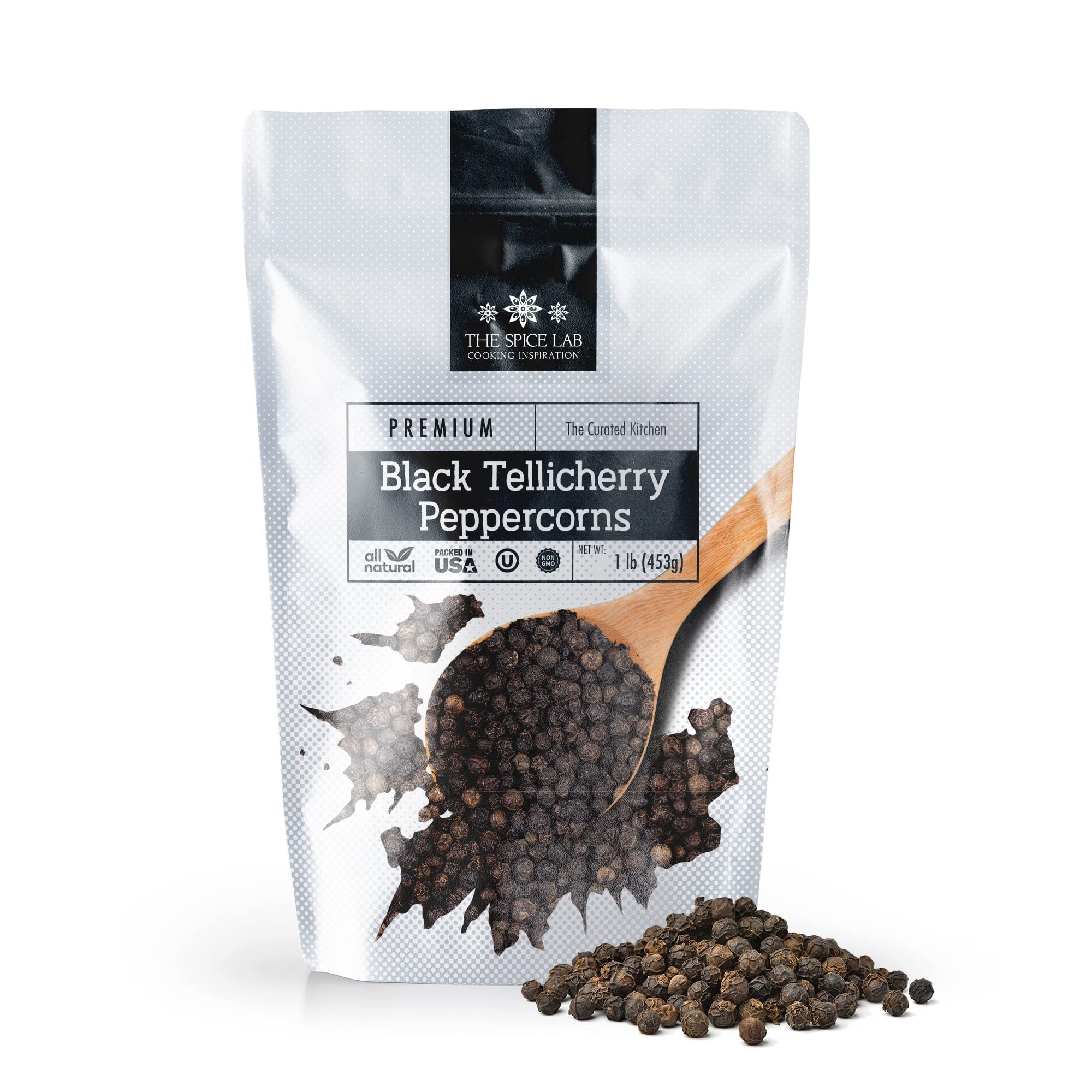 The Spice Lab - Black Tellicherry Peppercorns for Grinder Packed in the USA - Steam Sterilized Ko... | Amazon (US)