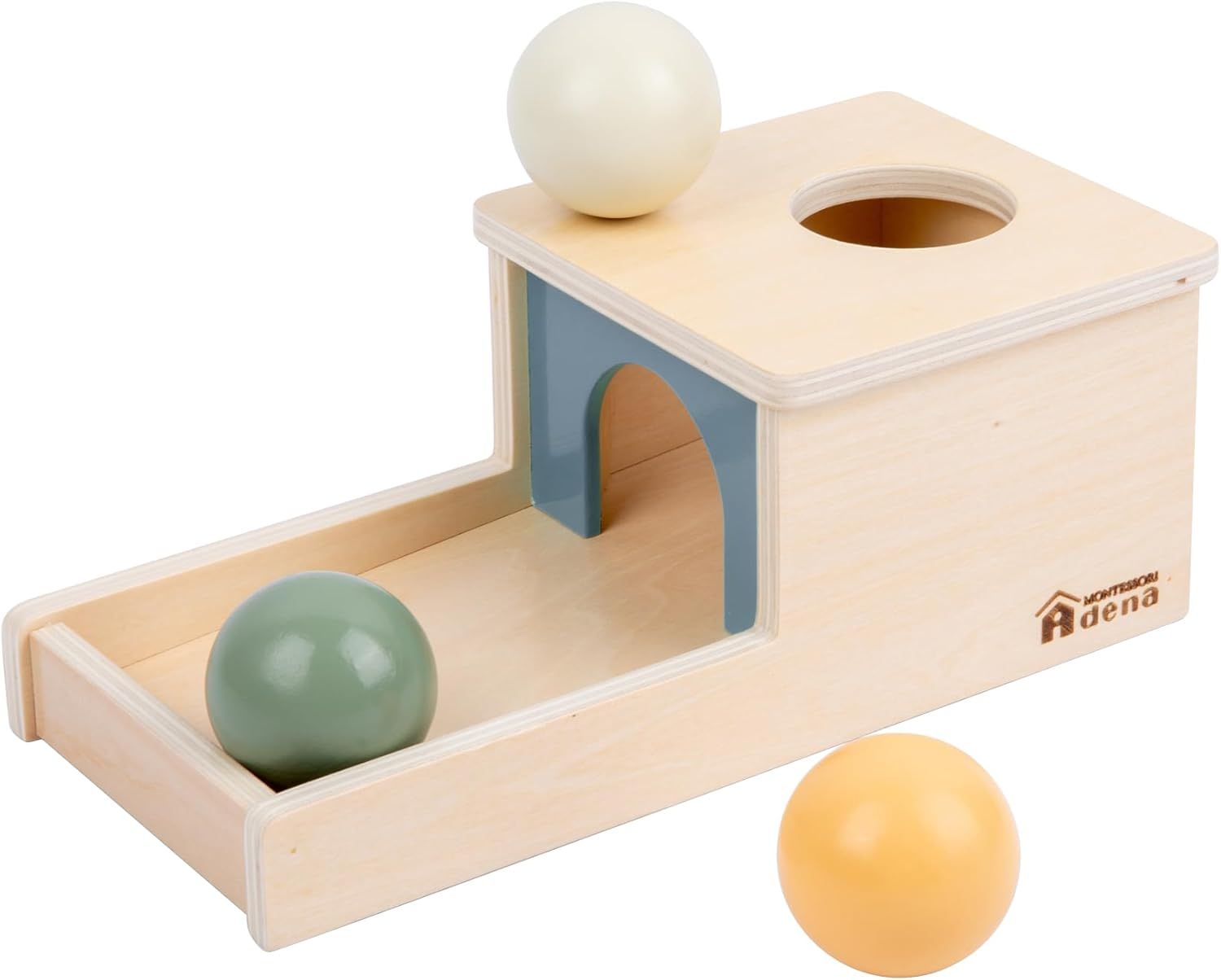 Adena Montessori Object Permanence Box with Tray Three Wooden Balls Montessori Toys for 6-12 Mont... | Amazon (US)