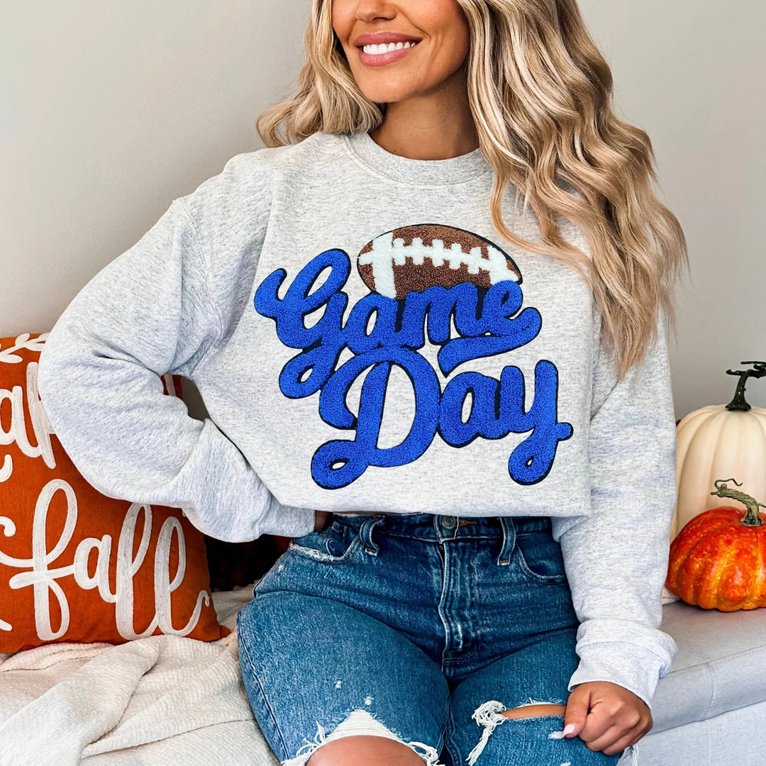 Football Game Day Chenille Iron-on Patch, DIY Patch in Large and Premium Sports Ball Patch, Royal... | Etsy (US)