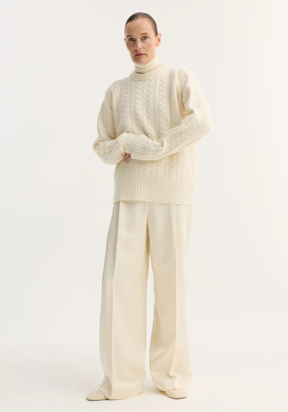 relaxed drawstring satin trousers | cream | Rohe