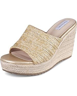 Tscoyuki Womens Slip-On Espadrilles Wedge Sandals Open Toe Platform Slides Beach Sandals for Woma... | Amazon (US)