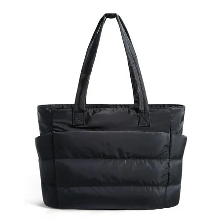BAGSMART Tote Bag for Women, Lightweight Puffy Tote Bag for Travel, Work, Beach, Gym, Shop, Black | Walmart (US)