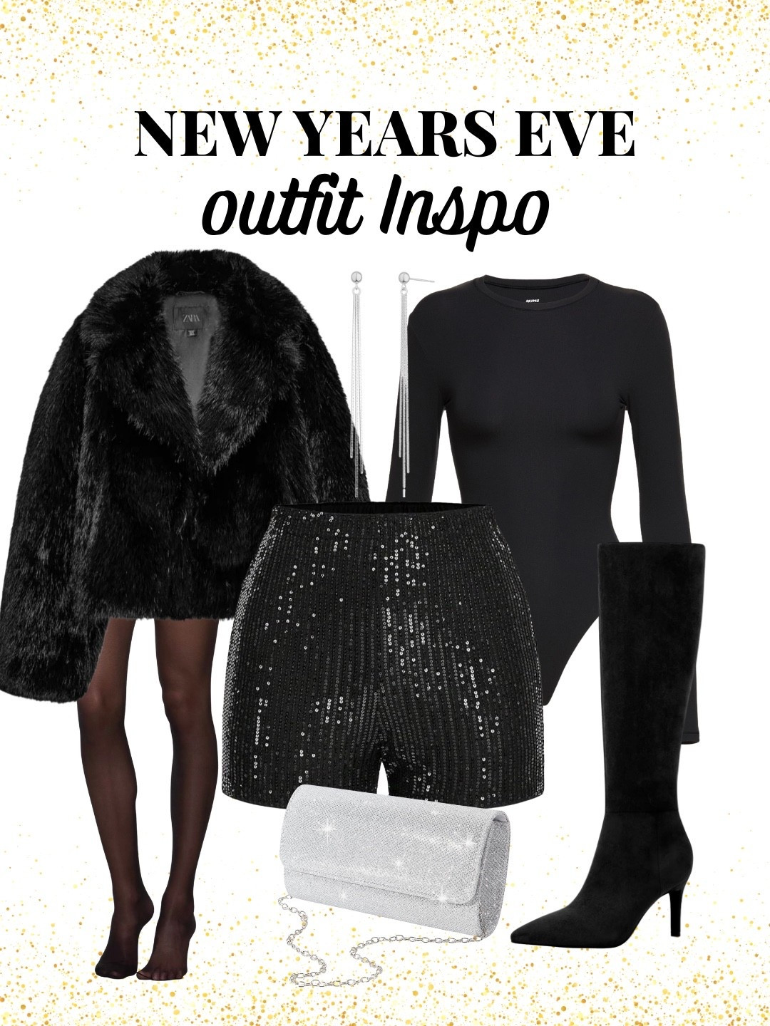A winter outfit that doubles as the perfect NYE look ✨ Classic black sequins, knee-high boots, a sleek bodysuit, and a faux fur coat—finished with silver accessories for that timeless, chic vibe. Effortless, elevated, and wearable all winter long. Proof your winter outfit can be NYE-ready🖤✨

#winteroutfit #nyestyle #blackoutfit #chicstyle #outfitinspo #ltkstyle

#LTKootd #LTKFindsUnder50 #LTKSeasonal