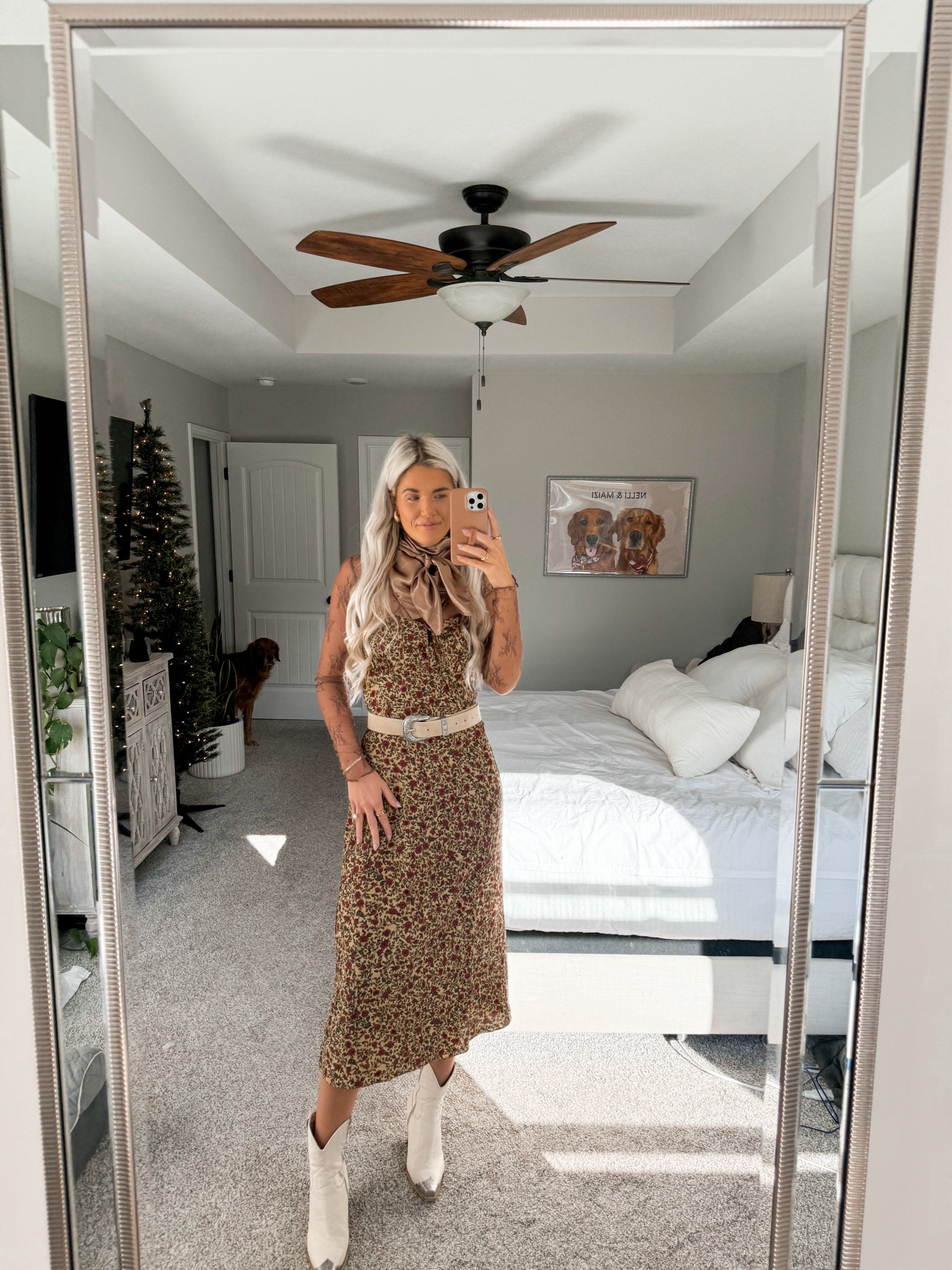 western outfit inspo! size XS in lace top. size small in floral dress. size up in booties. size small in belt but i added punches 

#LTKHoliday #LTKSeasonal #LTKsalealert