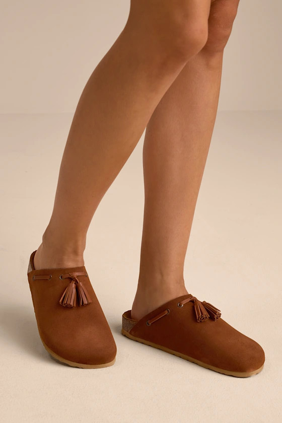Windswept Brown Suede Leather Mules | Lulus