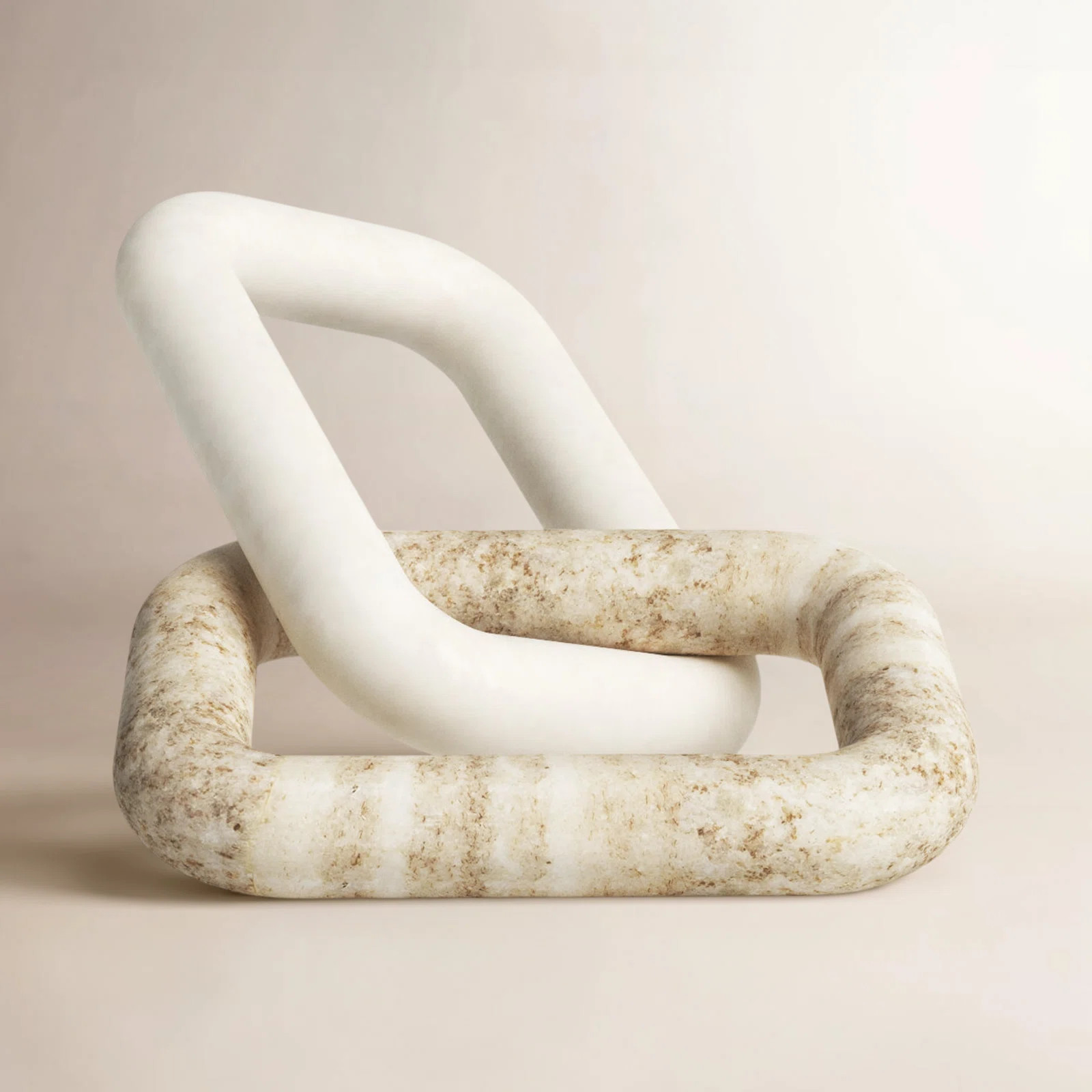 10" Marble 2-Link Sculpture Decor Contemporary Abstract White and Onyx Decorative Table Accent | Wayfair North America