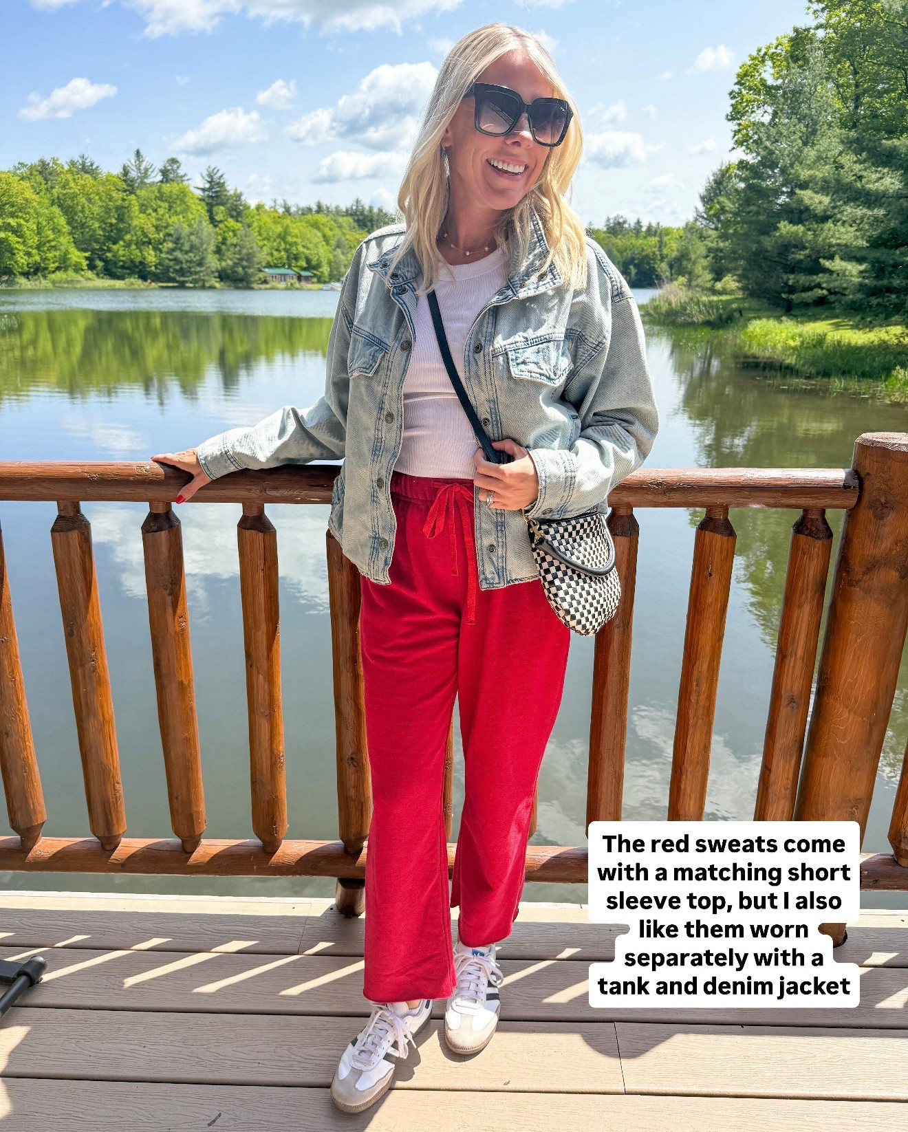 Size small red pants which come in a set  

#LTKSeasonal #LTKOver40 #LTKStyleTip
