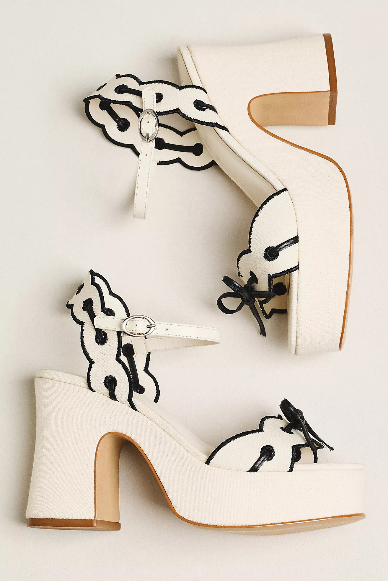 Maeve Contrast Scalloped Platform Sandals | Anthropologie (US)