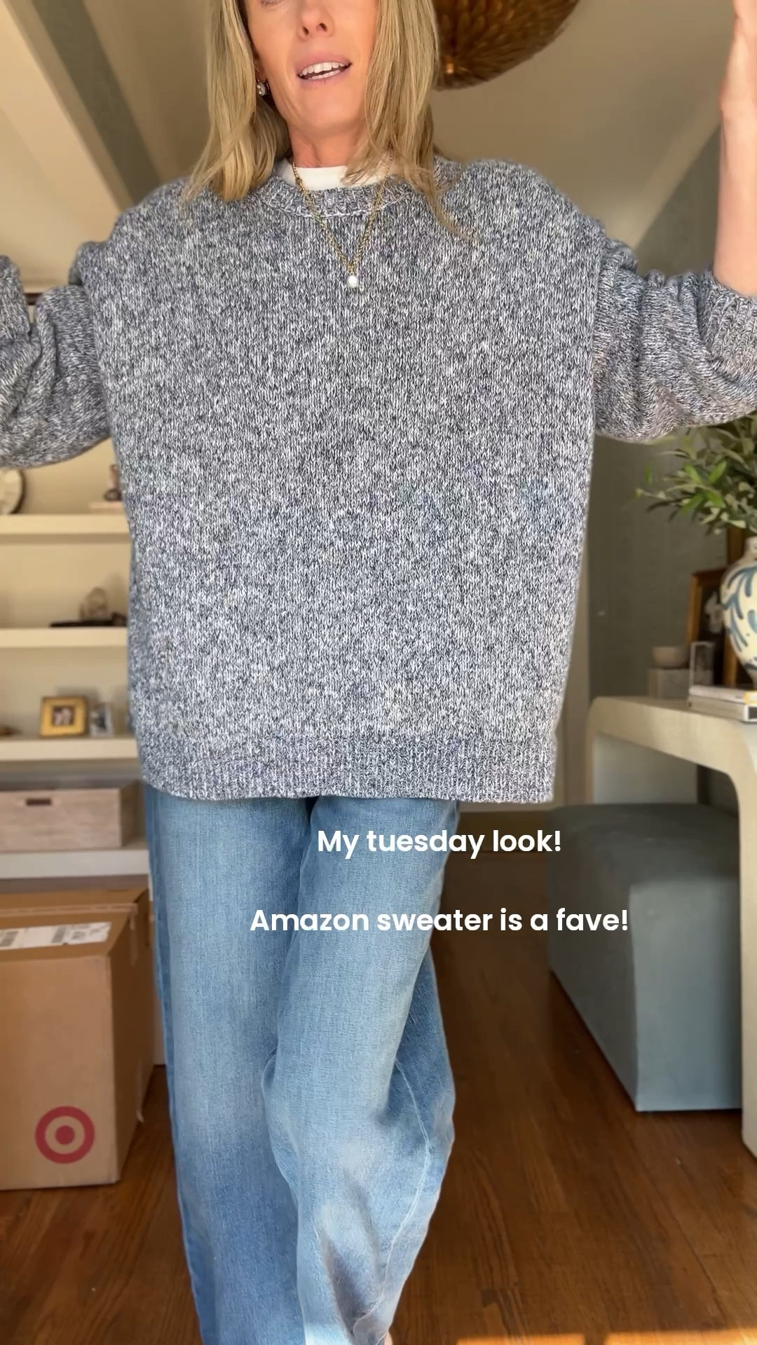 Size 26 jeans / small tank / large sweater! 