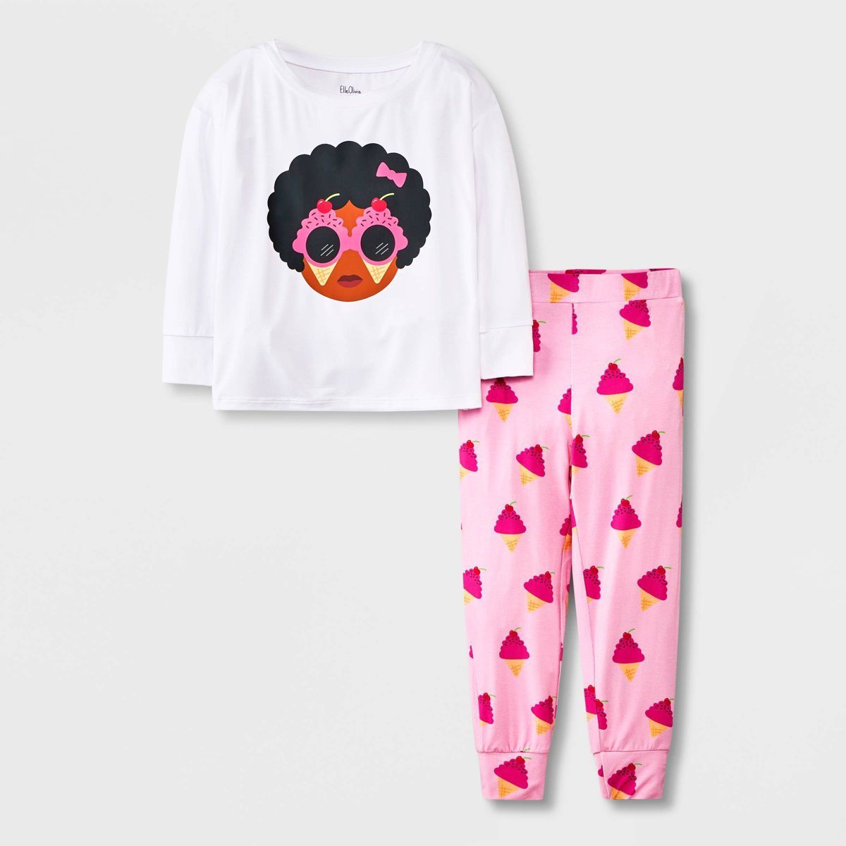 Toddler Girls' Elle Olivia Ice Cream Pajama Set - Pink | Target