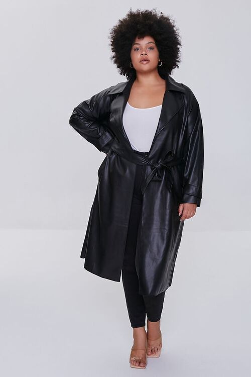 Plus Size Faux Leather Trench Coat | Forever 21 (US)