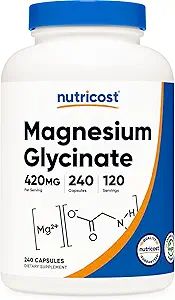 Nutricost Magnesium Glycinate 420mg, 240 Capsules - 120 Servings, Non-GMO, Gluten Free, Vegetaria... | Amazon (US)