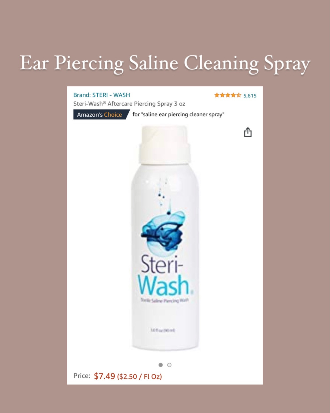 Ear piercing saline cleaning spray 

#LTKunder50 #LTKbeauty #LTKstyletip