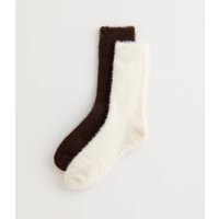 Pack of 2 Cream and Brown Fluffy Socks New Look | New Look (UK)