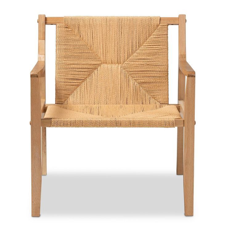 Delaney Wood Hemp Accent Chair Oak Brown - Baxton Studio | Target