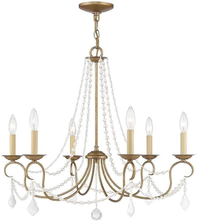 Livex Lighting 6516-48 Pennington 6 Light Chandelier, Antique Gold Leaf | Amazon (US)