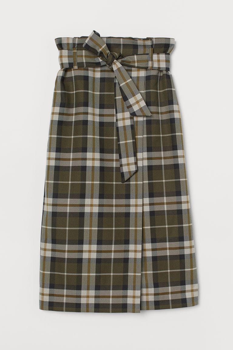 H & M - Tie-belt Wrapover Skirt - Green | H&M (US + CA)