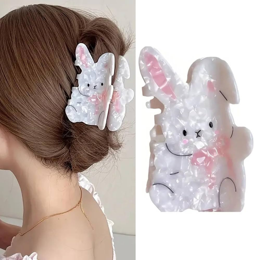 Totelux Easter Hair Clip Cute Rabbit Hair Claw Clip for Thick Thin Hair, White Bunny Hair Jaw Cla... | Amazon (US)
