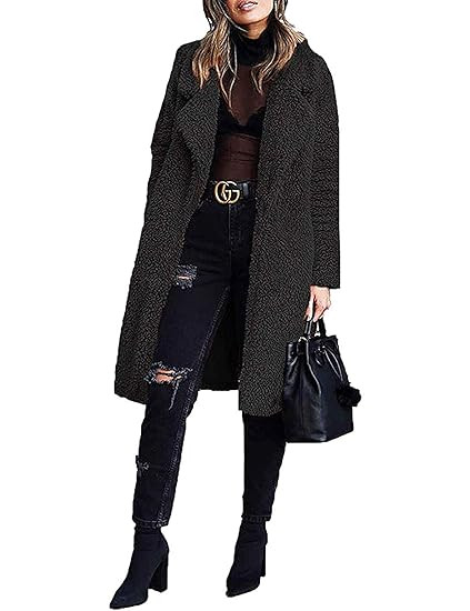 Women Long Cardigan Open Front Faux Fur Coats Fuzzy Fleece Warm Winter Jackets | Amazon (US)