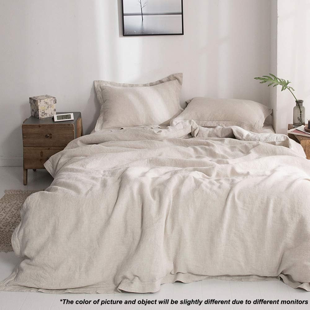 Simple&Opulence 100% Linen Duvet Cover Set with Embroidery Washed - 3 Pieces (1 Duvet Cover with ... | Amazon (US)