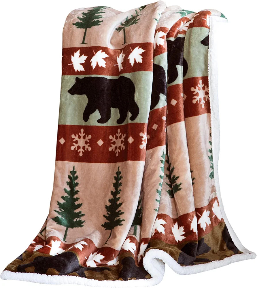 CARSTENS, INC., Cascade Ridge Soft Sherpa Plush Throw Blanket, 54" x 68" | Amazon (US)