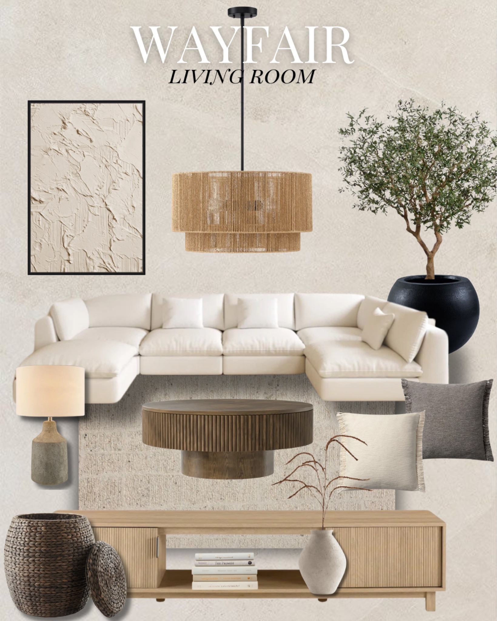 Sharing some of the best Organic  Modern living room furniture & decor finds from Wayfair! ✨ Warm wood tones, soft neutrals, and timeless textures that make your space feel cozy yet elevated.


 #OrganicModern #WayfairHome #NeutralLiving #LTKHome living room living room inspo living room decor couch sectional artificial tree pendant lighting coffee table 

#LTKcanada #LTKcasa