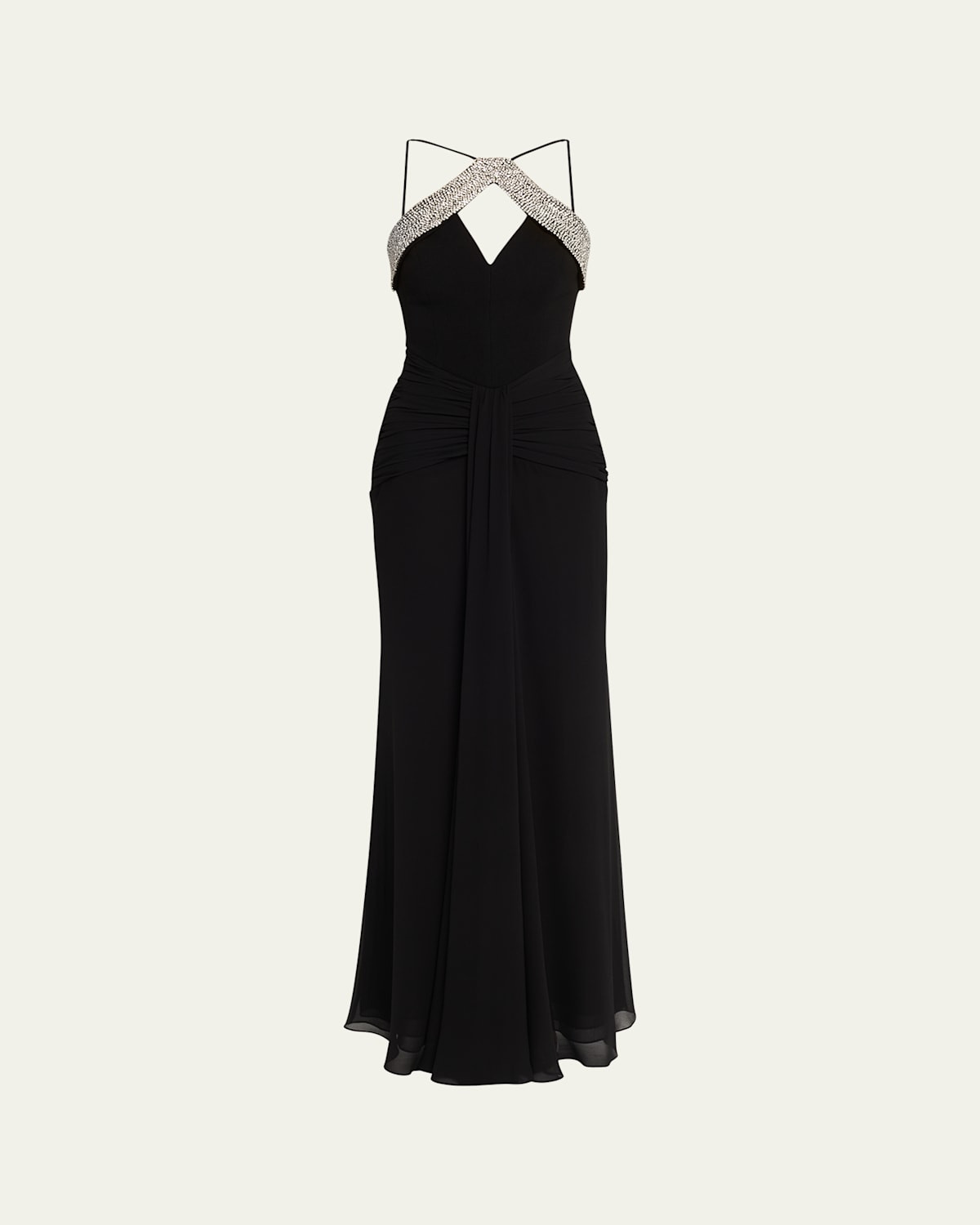 Astros Draped Crystal-Trim Halter Gown | Bergdorf Goodman