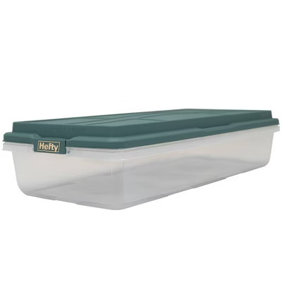 Hefty 63qt Hi-Rise Clear Storage Base with Green Lid Handles and Gold Foil | Target