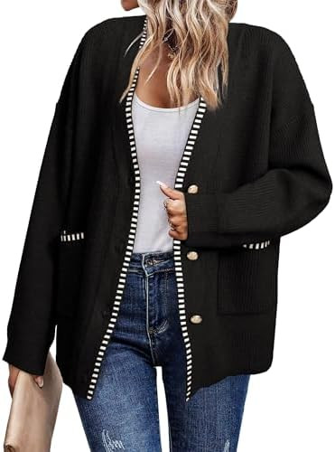 Simplee Womens Chunky Oversized Crochet Cardigan Long Sleeve Cable Knit Sweater Casual V-Neck But... | Amazon (US)