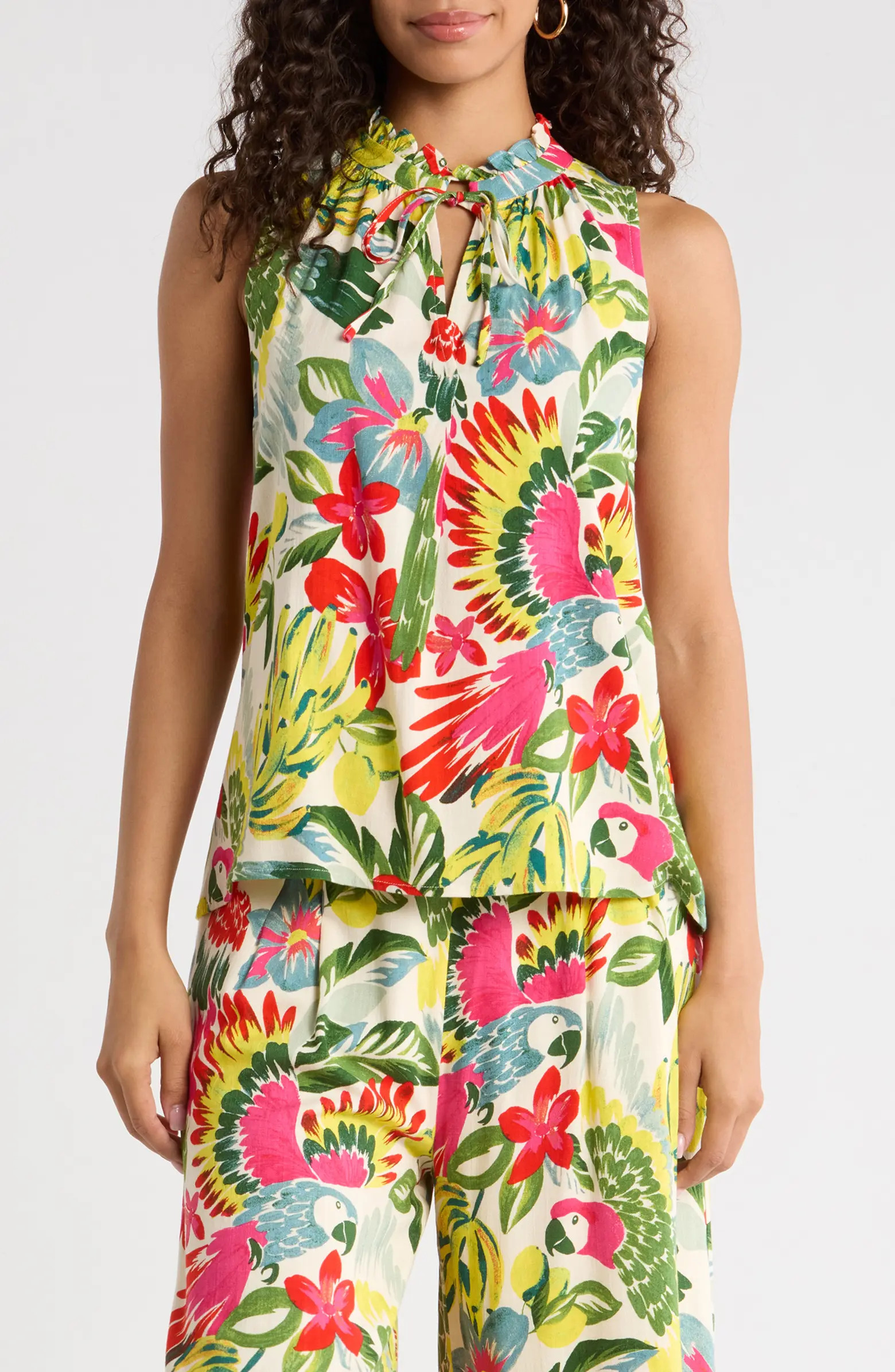 Wissa Miley Split Neck Sleeveless Top | Nordstrom