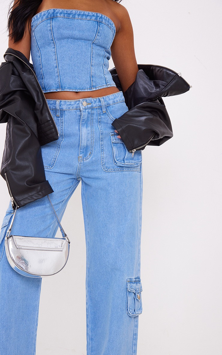 Tall Light Blue Wash Cargo Jeans | PrettyLittleThing US