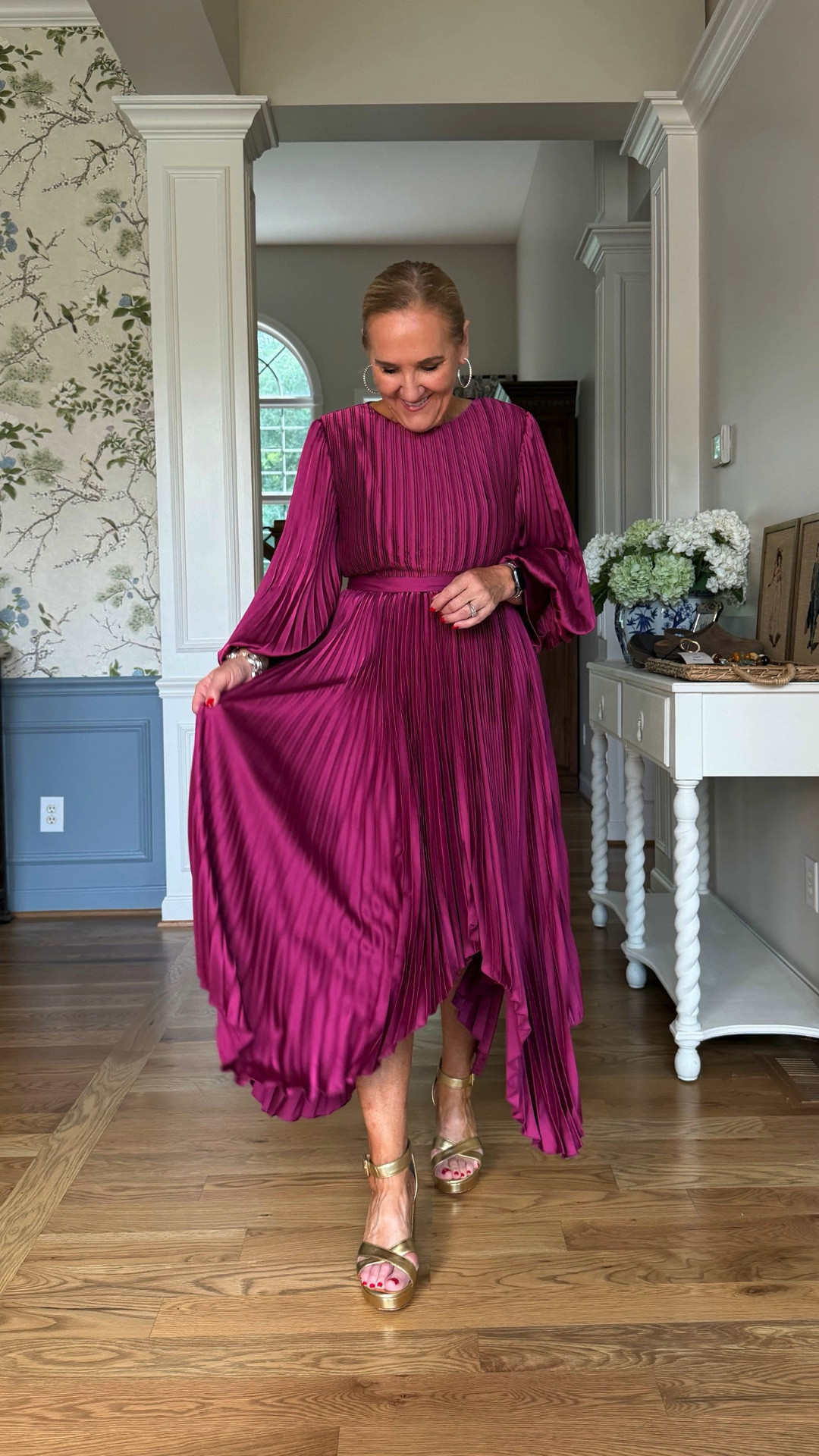 This magenta pleated midi dress is a showstopper with its beautiful drape and flattering defined waist. The rich color makes it perfect for weddings, dinner, or any special occasion.

💡 LTK MADE EASY
❤️ Heart = Support my posts!
🔖 Save = Get sale & restock alerts
📋 Lists = Keep favorites organized
📲 Share = Send lists and products to a friend. Hello, Christmas List!
💬 Comment = Ask me anything about what I'm wearing.:-)

#LTKootd #LTKWedding #LTKOver40
