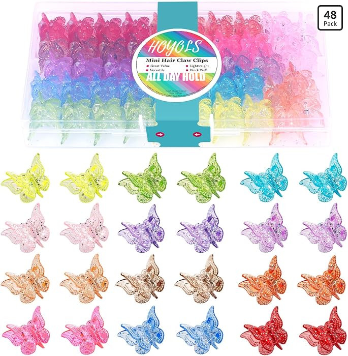 Hoyols Glitter Butterfly Hair Clips, 90s Y2K Sparkle Accessories for Teens Women Adults, Cute Sma... | Amazon (US)