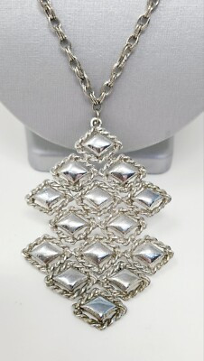 Vintage Large Modernist Articulated Pendant Silver Tone Necklace | eBay US
