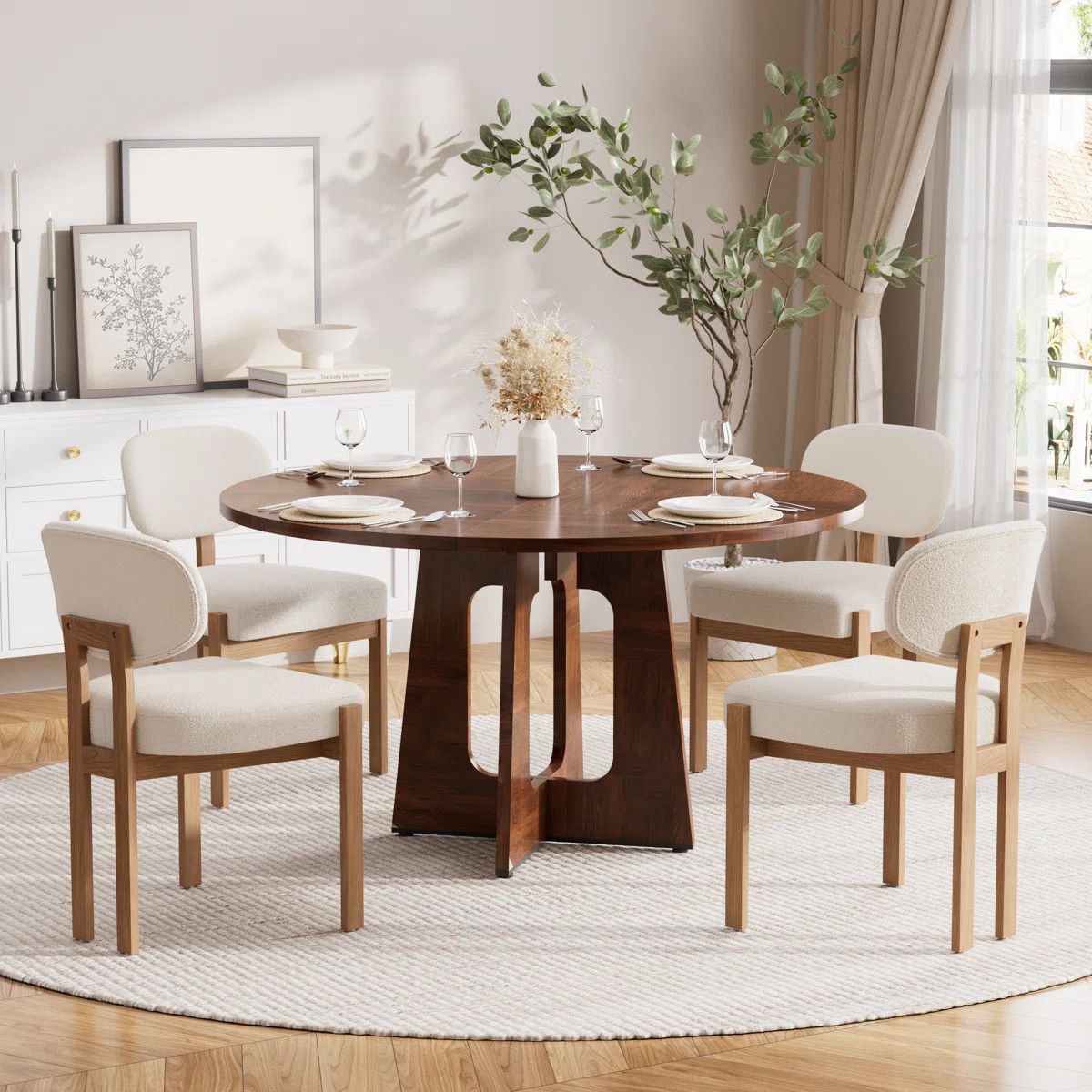 47.24" Wooden Round Dining Table Set for Kitchens, Dining Room, Living Room | Wayfair North America