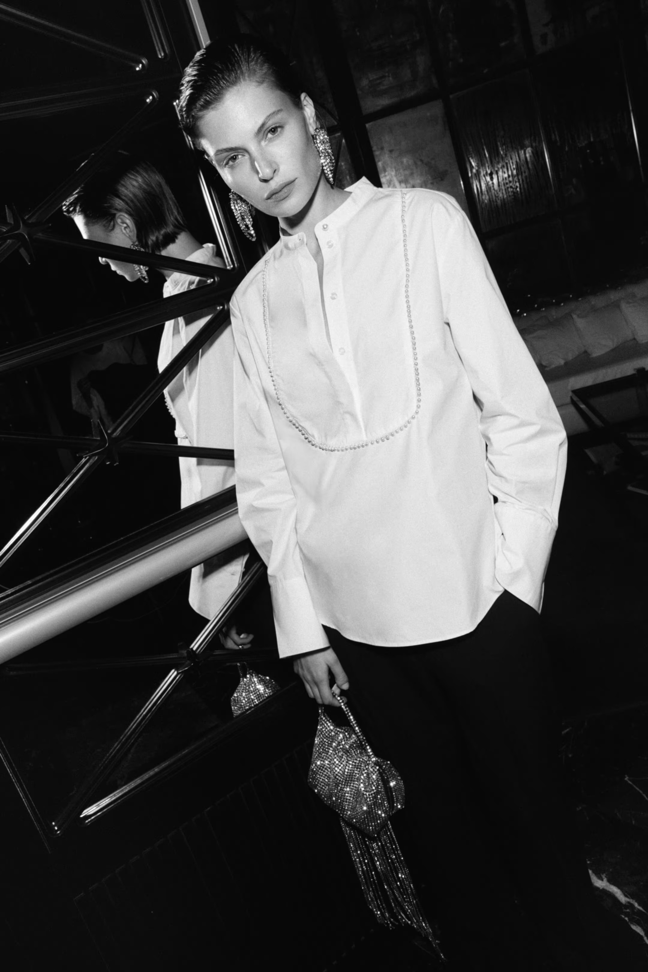 Bead-Embellished Tuxedo Shirt | H&M (US + CA)