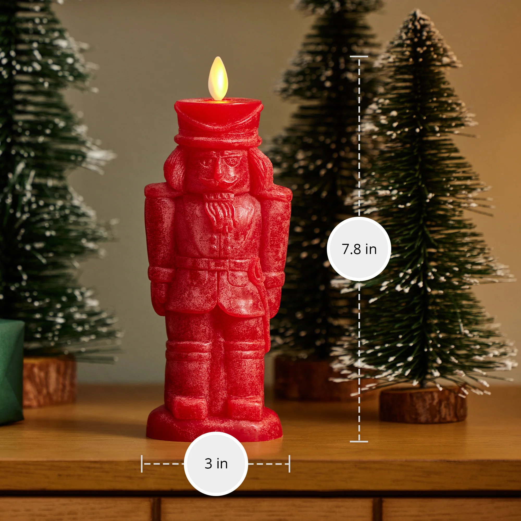 Holiday Red Chalky Flameless Candle Nutcracker | Luminara