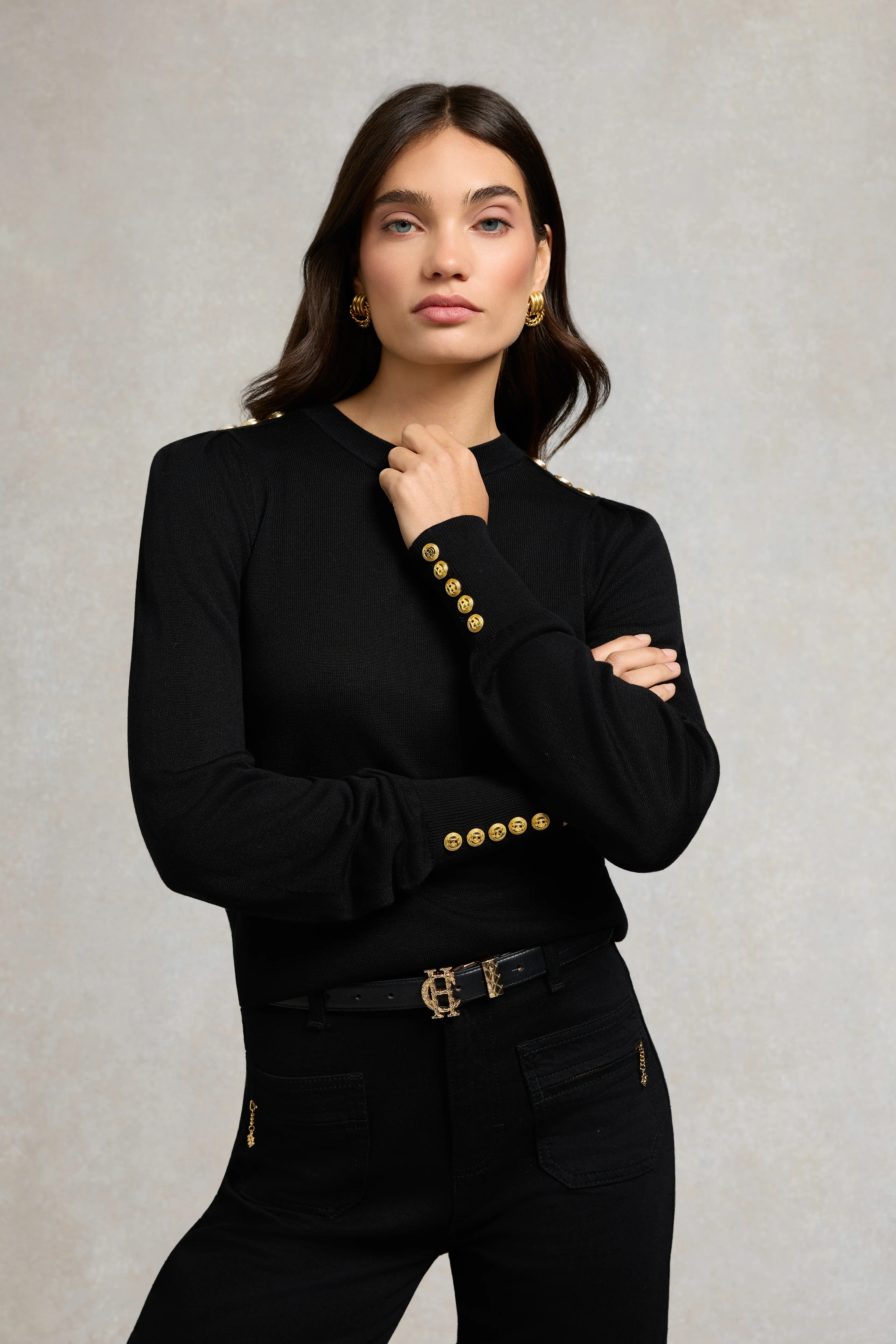 Kelsie Crew Neck Knit (Black) | Holland Cooper